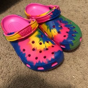 Tie dye crocs! Only been worn 1 time!